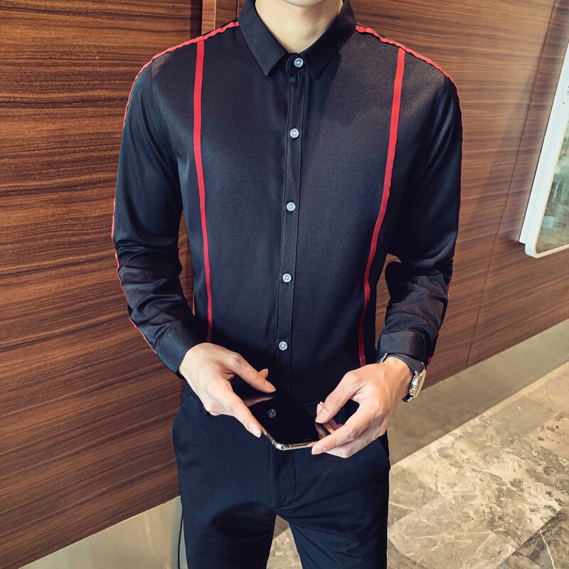 714-D07P45/店主风2025春季发型师夜店酒吧工作制服衬衫休闲衬衣,男装衬衫,星座714(原C313)