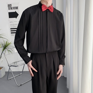 714A-D3051P45控69/2025春季新款发型师工作服伴郎礼服白斯文衬衣图片