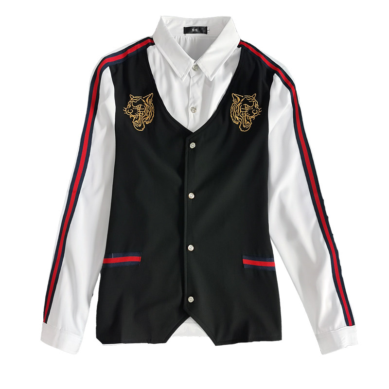 714-H654P55/英伦店主风2025春季男士假两件ktv工作服衬衫S-5XL,男装衬衫,星座714(原C313)