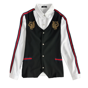 714-H654P55/英伦店主风2025春季男士假两件ktv工作服衬衫S-5XL图片
