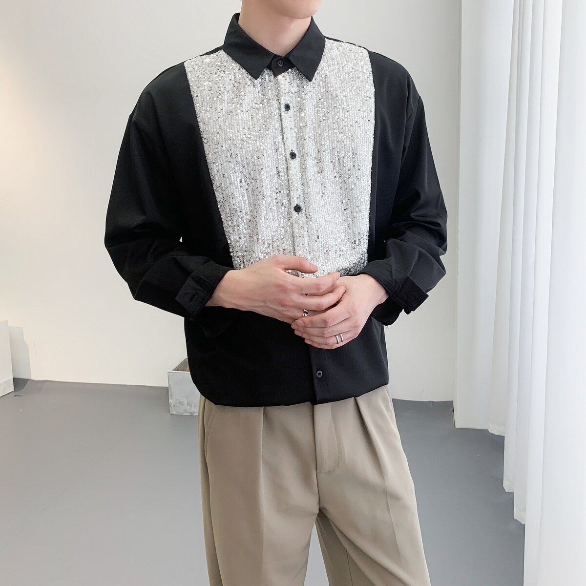 714A-H3033P55控88/2025春季新款男女同款中性宽松衬衫慵懒冷淡风,男装衬衫,星座714A（原电商C314）