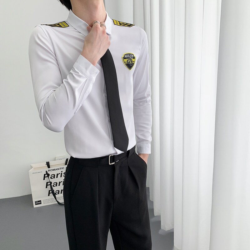 714A-D516P45控69/2025春季男士修身简约空少衬衫ktv少爷衬衣制服,男装衬衫,星座714A（原电商C314）