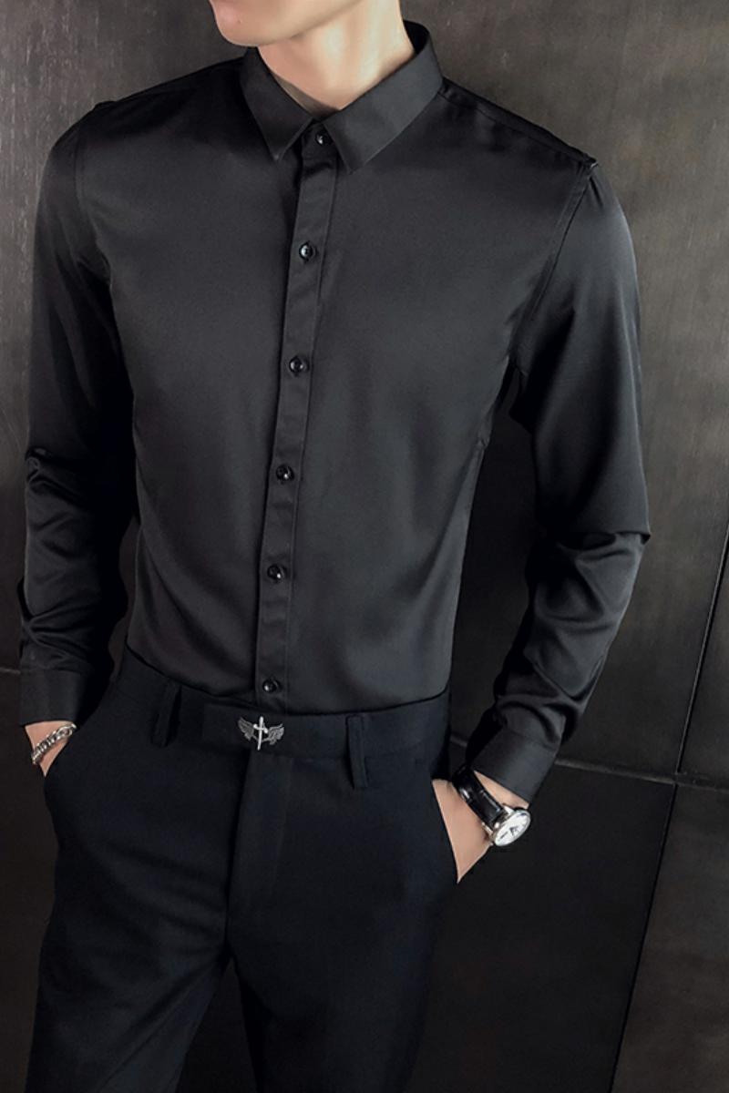 714A-D17P30/店主风2025男士简约工作服上班族衬衫黑衬衣S-5XL,男装衬衫,星座714A（原电商C314）