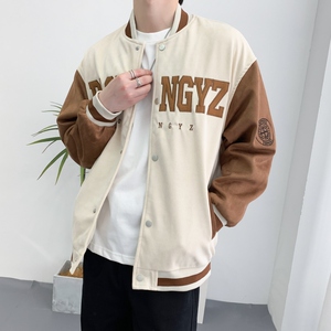 714A-W805P75控115/2025秋季韩版潮男青少年学生麂皮绒棒球服潮流图片