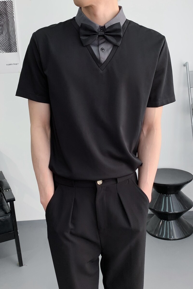 714A-D3080P45控69/2025夏季男女套头假两件衬衫餐厅咖啡店工作服,男装衬衫,星座714A（原电商C314）