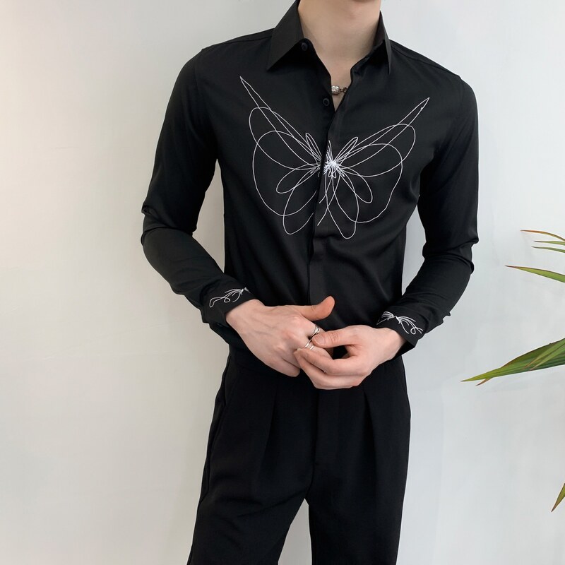 714A-D319P45控69/2025春季男士修身潮流帅气衬衣商务上班白衬衫,男装衬衫,星座714A（原电商C314）