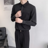 714A-D3035P45控69/2025秋季男士修身工作服衬衫领带条纹拼接衬衣，男装衬衫，星座714A（原电商C314）
