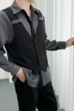 714A-H3020P55控88/2025秋暗黑衬衫发型师美容厅假两件马甲工作服，男装衬衫，星座714A（原电商C314）