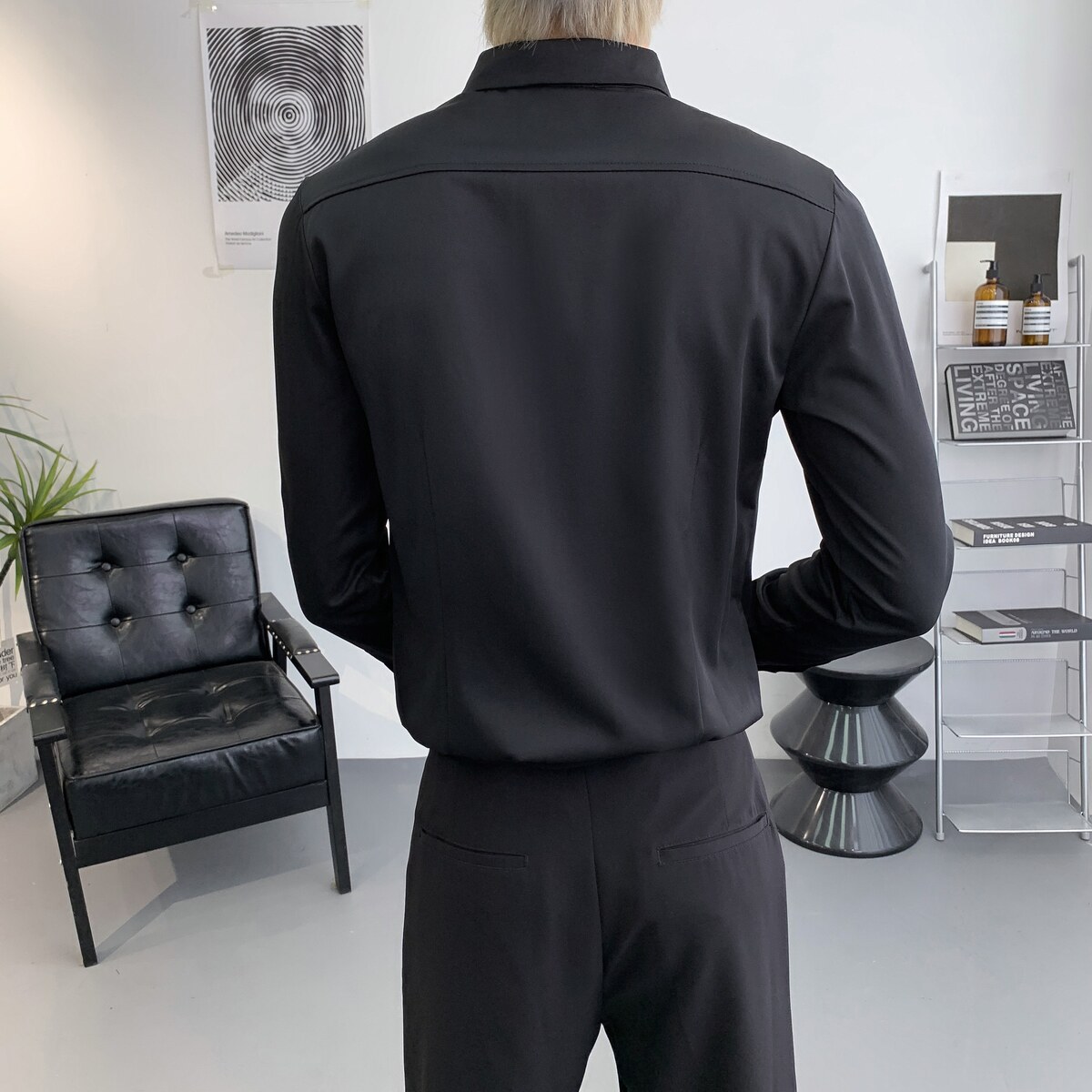 714A-C3068P40控69/2025秋季衬衫发型师制服衬衣奶茶咖啡店制服,男装衬衫,星座714A（原电商C314）