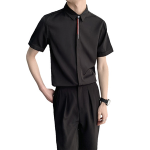 714A-9330P35控59/2025夏季新款修身简约工作服衬衫短袖衬衣潮图片