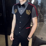 714A-H665P55/店主风2025夏季假两件短袖衬衫潮修身马甲制服衬衣，男装T恤，星座714A（原电商C314）