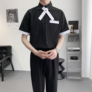 714A-C668P40控59/2025夏季餐厅美发厅奶茶店酒吧工作服衬衫制服图片
