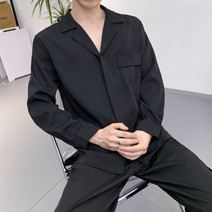 714A-H3064P55控69/2025秋季新款西装领衬衫日系发型师工作服衬衣