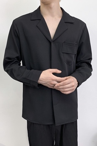 714A-H3064P55控69/2025秋季新款西装领衬衫日系发型师工作服衬衣图片
