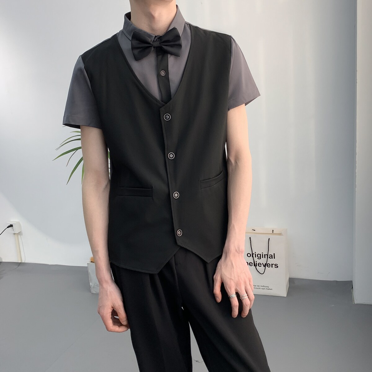 714A-H6005P55P55控78/2025夏季短袖衬衫假两件工作服简约制服,男装T恤,星座714A（原电商C314）