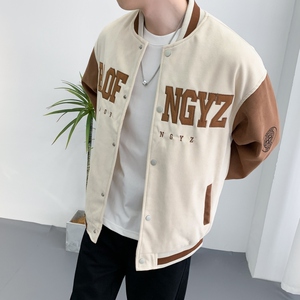714A-W805P75控115/2025秋季韩版潮男青少年学生麂皮绒棒球服潮流图片