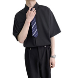 714A-C3054P40控59/2025夏季学院风清爽纯色宽松休闲衬衫工作服，男装衬衫，星座714A（原电商C314）