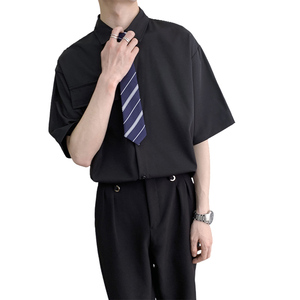 714A-C3054P40控59/2025夏季学院风清爽纯色宽松休闲衬衫工作服图片
