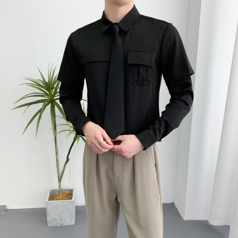 714A-D612P45控69/2025春季男士修身工装多口袋衬衫ktv少爷制服,男装衬衫,星座714A（原电商C314）