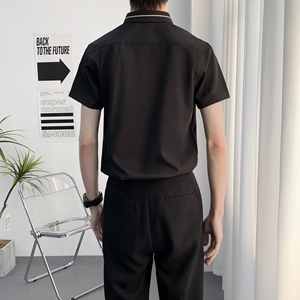714A-C560P40控59/2025夏季新款男士短袖衬衫简约工作服衬衣图片