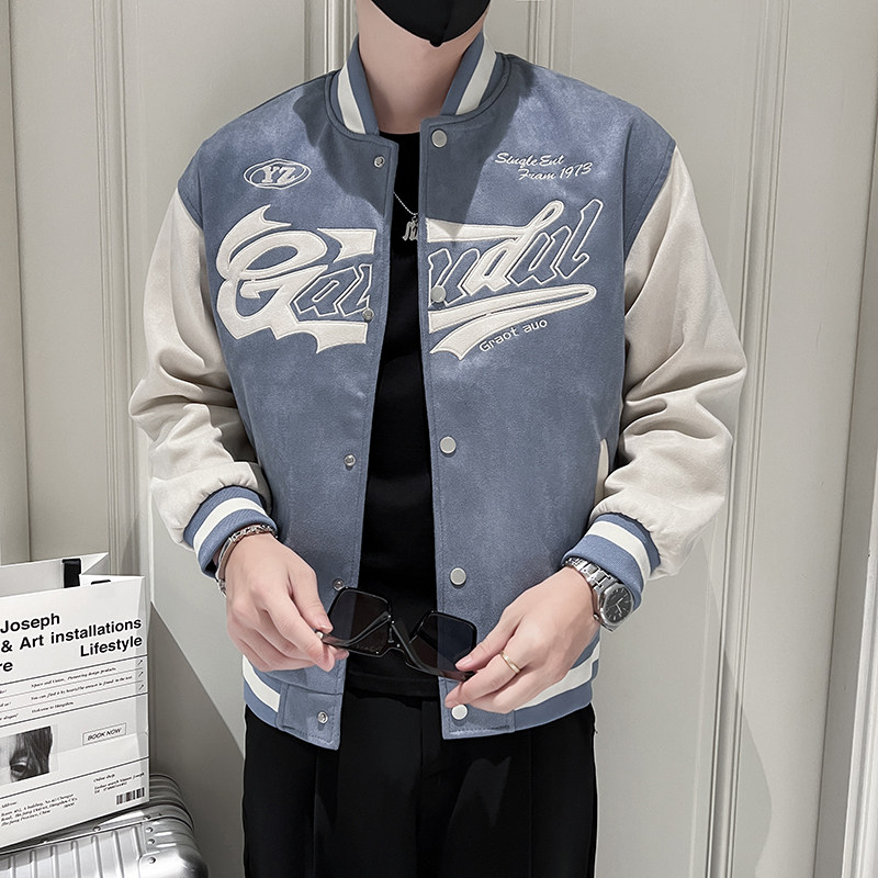 714A-W803P75控105/2025青少年麂皮绒棒球服夹克外套春季立领外套,男装夹克,星座714A（原电商C314）