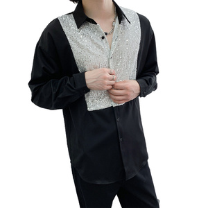 714A-H3033P55控88/2025秋暗黑衬衫发型师美容厅假两件工作服潮版图片