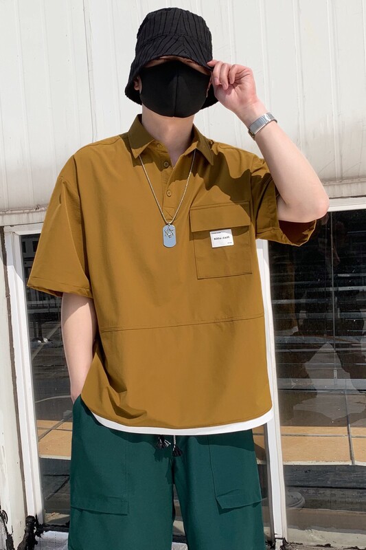 714A-G8030P85控135/2025夏男宽松日系小标工装短袖衬衫潮版夏装,男装T恤,星座714A（原电商C314）