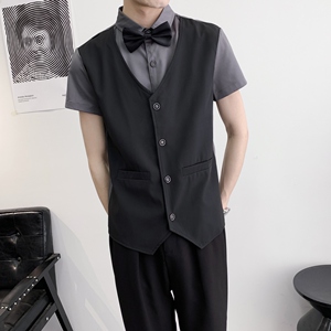 714A-H3057P55控79/2025夏季假两件工作服衬衫假两件ktv酒吧制服图片