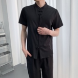 714A-C3074P40控59/2025夏季风立领短袖衬衫餐厅理发店工作服，男装衬衫，星座714A（原电商C314）