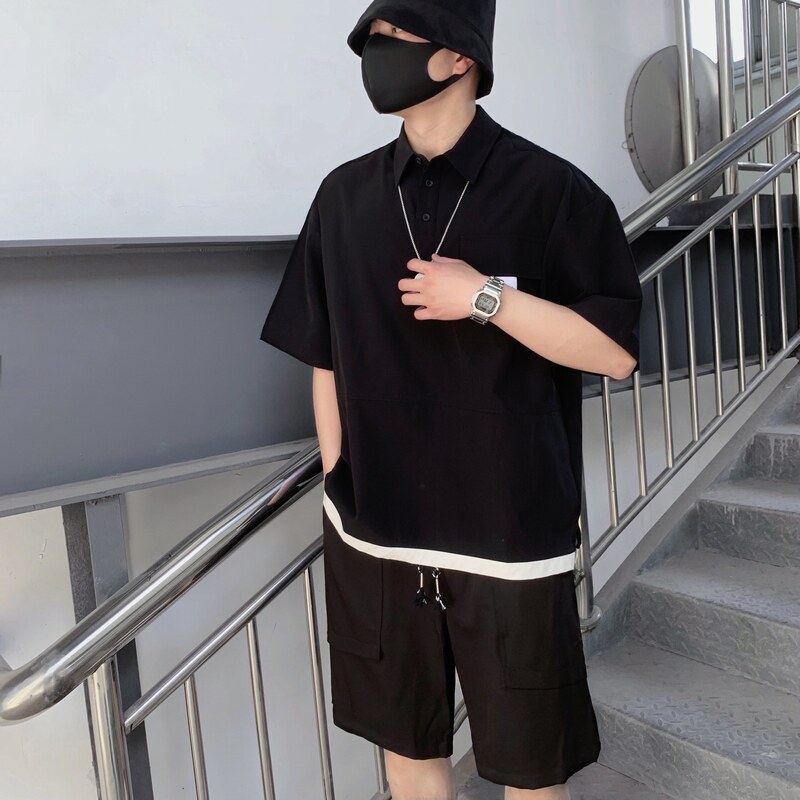 714A-G8030P85控135/店主风2025夏男宽松日系小标工装短袖衬衫,男装T恤,星座714A（原电商C314）
