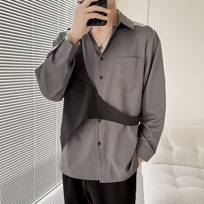 714A-H3010P55控75/轻熟风2025春男装衬衫假两件发型师制服S-5XL，男装衬衫，星座714A（原电商C314）