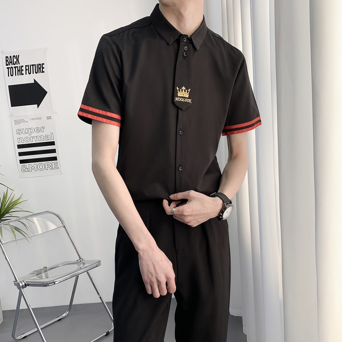 714A-C630P40控59/2025夏季短袖衬衫空少制服衬衣ktv酒吧制服,男装T恤,星座714A（原电商C314）