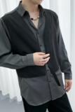 714A-H3007P55控88/2025秋季日系发型师奶茶店工作服衬衫假两件，男装衬衫，星座714A（原电商C314）