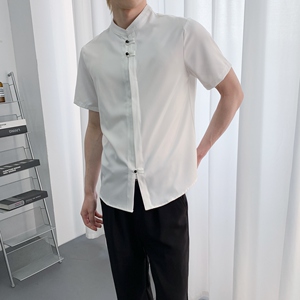 714A-C3074P40控59/2025春季风修身立领短袖衬衫工作服制服图片