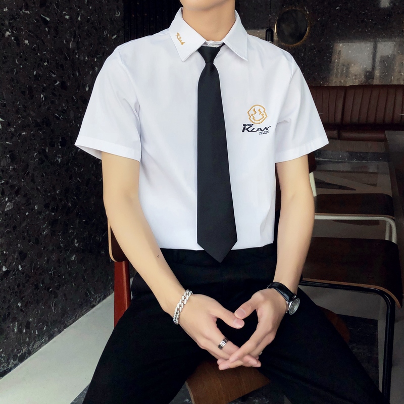 714A-C661P40/店主风2025夏季男士短袖衬衫简约白衬衣班服工作服，男装T恤，星座714A（原电商C314）