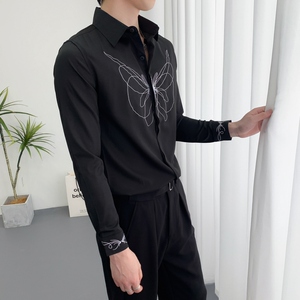 714A-D319P45控69/2025春季男士修身潮流帅气衬衣商务上班白衬衫图片