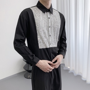 714A-H3033P55控69/2025秋季新款男士长袖衬衫潮版夜店中性风衬衣图片