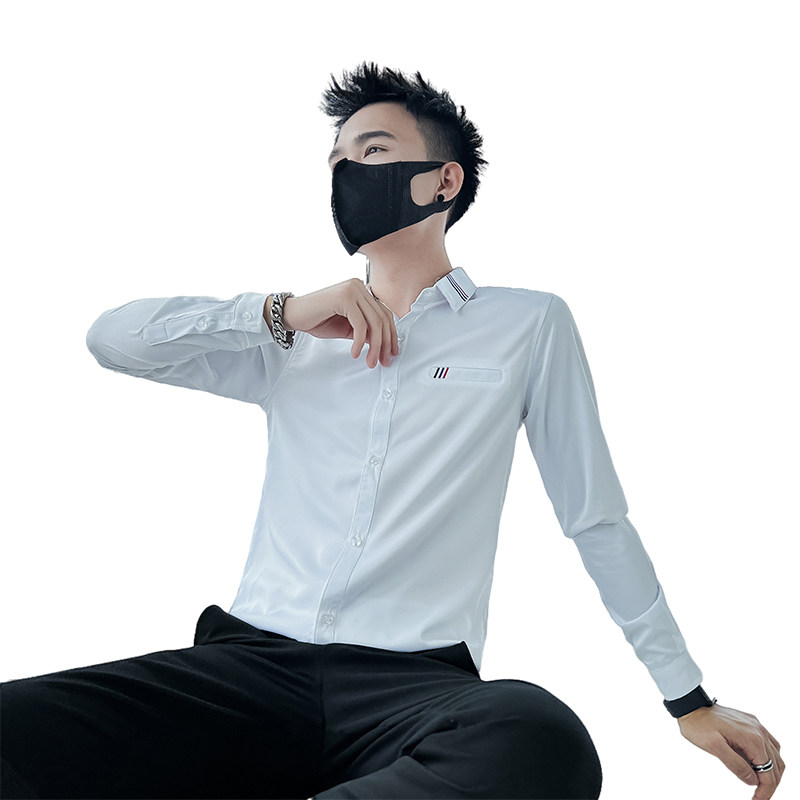 714A-D05P45控65/2025春季男士简约三色刺绣衬衫修身工作服衬衣,男装衬衫,星座714A（原电商C314）