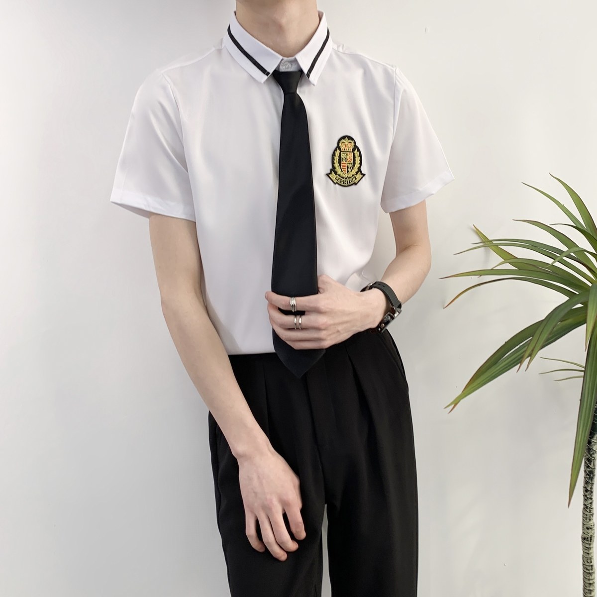 714A-Y820P40控59/2025新款夏短袖衬衫潮流修身工作服衬衣校园风,男装T恤,星座714A（原电商C314）