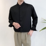 714A-D3042P45控69/2025春季简约立领白衬衫潮男宽松阔版衬衣，男装衬衫，星座714A（原电商C314）