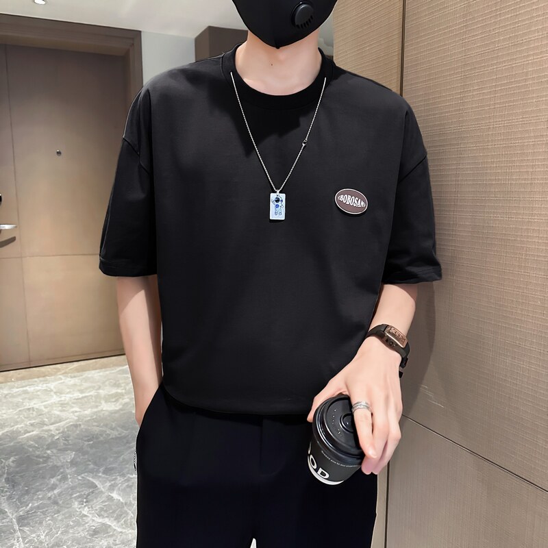 Z86101P45控65/2025夏季男士圆领棉T恤宽松青少年短袖tee自带项链,男装T恤,星座714A（原电商C314）