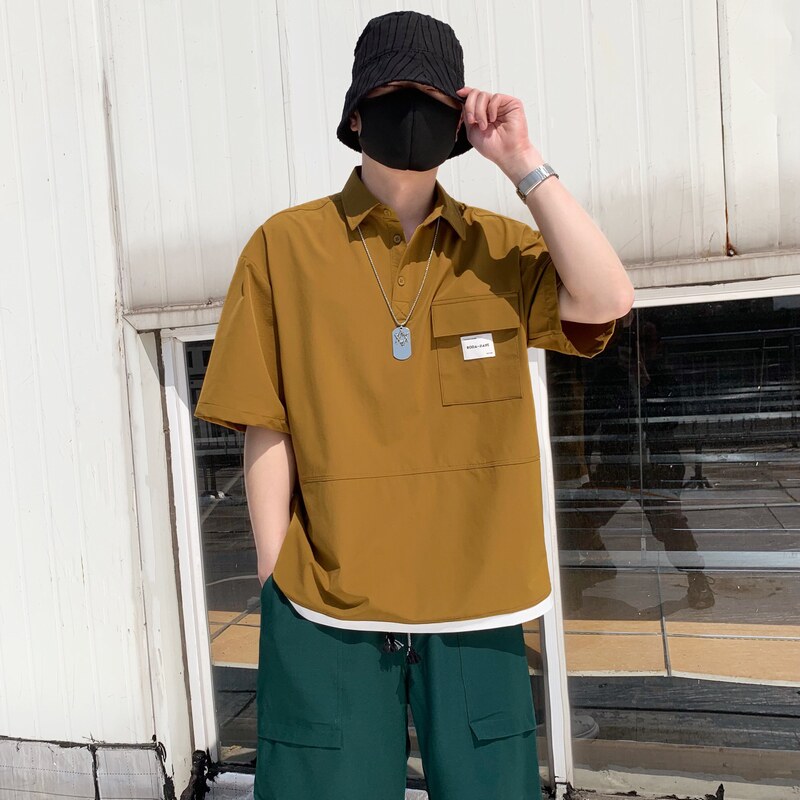714A-G8030P85控135/2025夏男宽松日系小标工装短袖衬衫潮版夏装,男装T恤,星座714A（原电商C314）