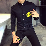 714-TD06P35/社会小伙店主风2025春韩版男长袖衬衫笑脸衬衣S-5XL，男装衬衫，星座714(原C313)