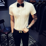 9340/店主风2025新款男装韩版修身短袖衬衫发型师ktv服装礼服P40，男装T恤，星座714(原C313)