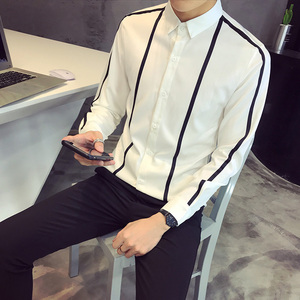714-D07P45/社会小伙店主风2026春季男士长袖衬衫修身装S-5XL图片