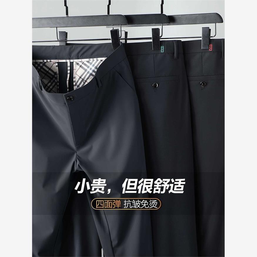 狮驼熊高弹免烫直筒商务休闲裤秋