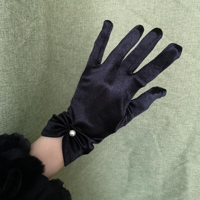 法式复古黑色手套手套