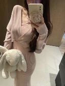 Yumeo钰 甜甜系～嗲嗲温柔套挂脖吊带上衣针织包臀裙半裙