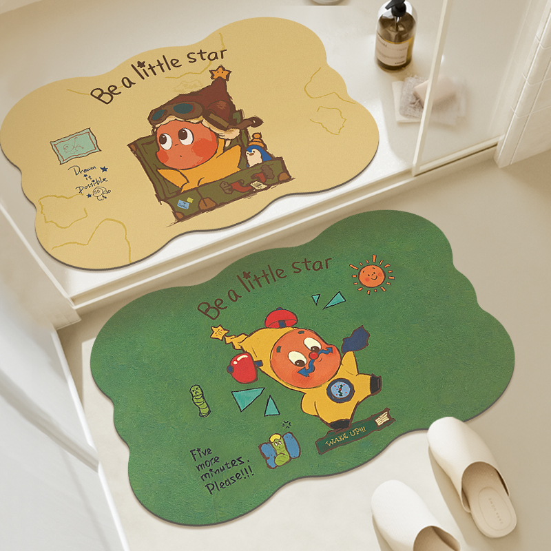 星星人浴室吸水地垫卡通卫生间厕所门口防滑垫耐脏地毯家用脚垫子