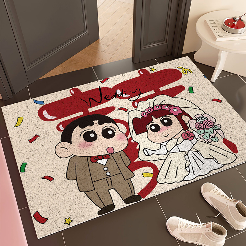 可爱小新结婚入户门地垫进门门垫玄关门口脚垫耐脏防滑地毯可裁剪